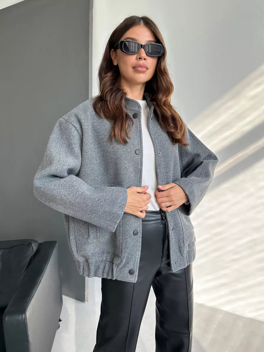 Blouson Bomber Oversize en Drap – Mi-Saison Toleex