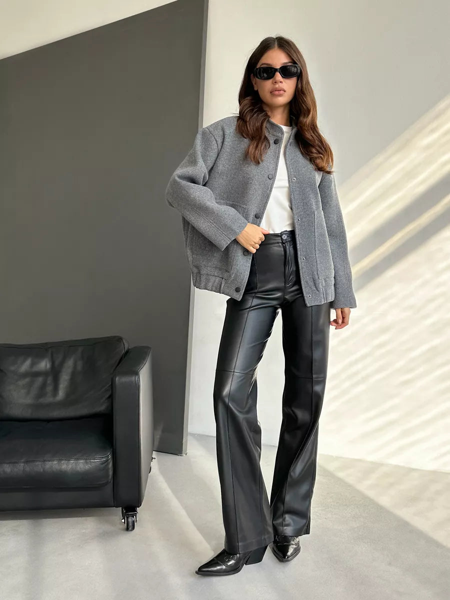 Blouson Bomber Oversize en Drap – Mi-Saison Toleex