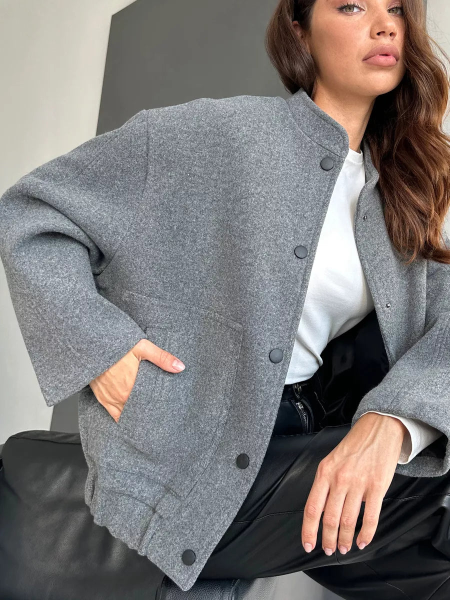Blouson Bomber Oversize en Drap – Mi-Saison Toleex