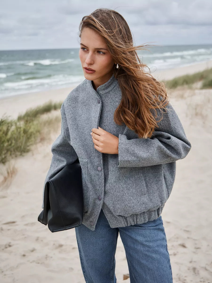 Blouson Bomber Oversize en Drap – Mi-Saison Toleex