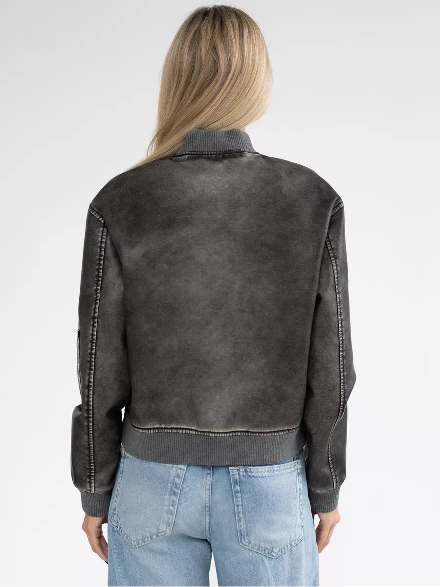 Blouson Bomber Court Oversize en Cuir – Toleex