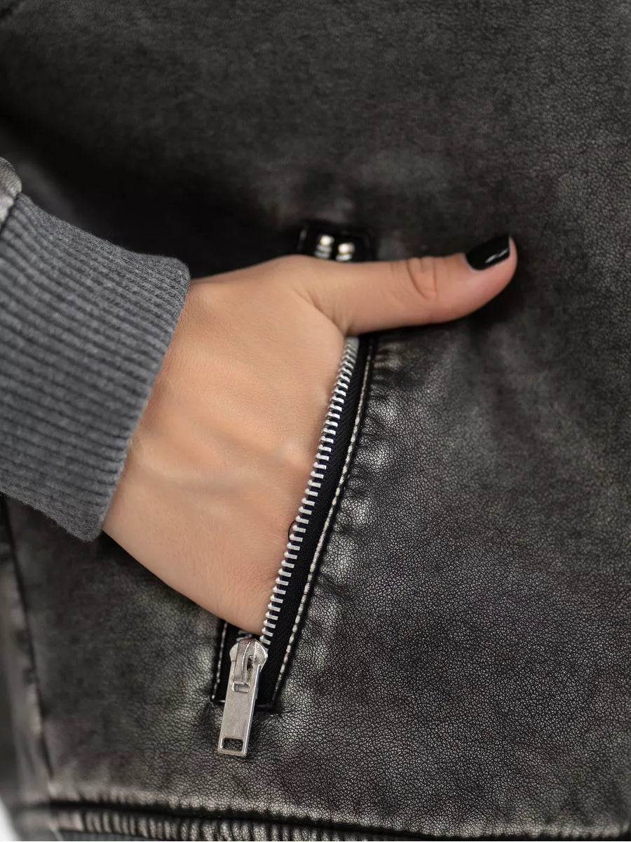 Blouson Bomber Court Oversize en Cuir – Toleex